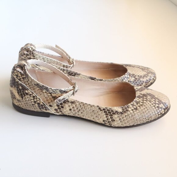 Italian Designer Paolo Castignani Snakeskin Ankle Strap Flats / Ballerinas 7 - Picture 3 of 16